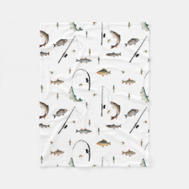 Gevist Rod & Reel Fish Theme Pattern Fleece Deken