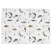 Gevist Rod & Reel Fish Theme Pattern Groot Cadeauzakje (Achterkant)