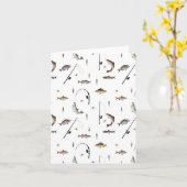 Gevist Rod & Reel Fish Theme Pattern Kaart (Gele Bloem)