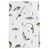 Gevist Rod & Reel Fish Theme Pattern Medium Cadeauzakje (Voorkant)