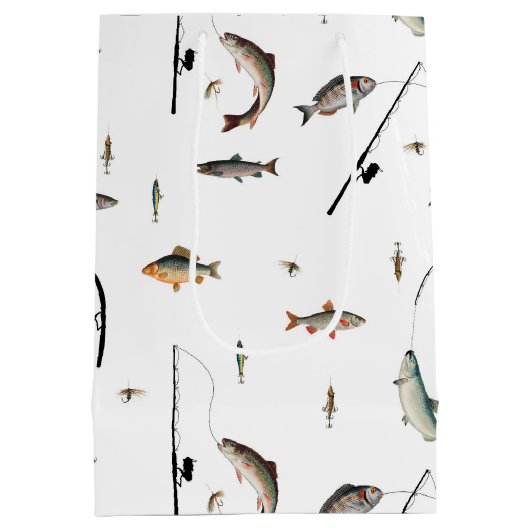 Gevist Rod & Reel Fish Theme Pattern Medium Cadeauzakje (Achterkant)
