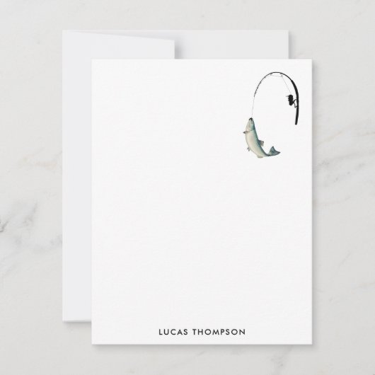 Gevist Rod & Reel Fish Theme Pattern Notitiekaartje (Voorkant)