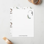 Gevist Rod & Reel Fish Theme Pattern Notitiekaartje (Voorkant / Achterkant in situ)