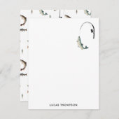 Gevist Rod & Reel Fish Theme Pattern Notitiekaartje (Voorkant / Achterkant)