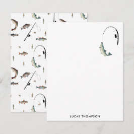 Gevist Rod & Reel Fish Theme Pattern Notitiekaartje