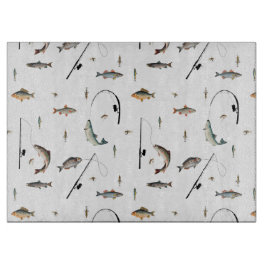 Gevist Rod & Reel Fish Theme Pattern Snijplank