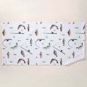 Gevist Rod & Reel Fish Theme Pattern Strandlaken (Voorkant)