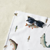 Gevist Rod & Reel Fish Theme Pattern Strandlaken (In situ)