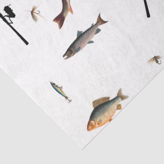 Gevist Rod & Reel Fish Theme Pattern Tissuepapier (Detail)