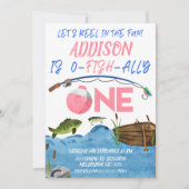 Gevist Roze Reel In Fun Ofishally 1e Verjaardag Kaart (Voorkant)