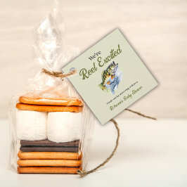 Gevist Sage Green Reel Opgewonden Baby shower Bedankjes Labels