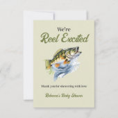 Gevist Sage Green Reel Opgewonden Baby shower Bedankkaart (Voorkant)