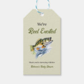 Gevist Sage Green Reel Opgewonden Baby shower Cadeaulabel (Voorkant)