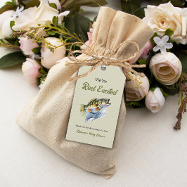 Gevist Sage Green Reel Opgewonden Baby shower Cadeaulabel