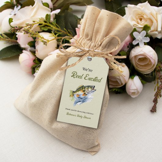 Gevist Sage Green Reel Opgewonden Baby shower Cadeaulabel