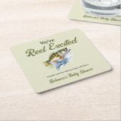 Gevist Sage Green Reel Opgewonden Baby shower Kartonnen Onderzetters (Schuin)