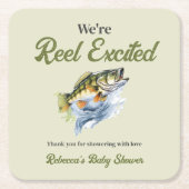 Gevist Sage Green Reel Opgewonden Baby shower Kartonnen Onderzetters (Voorkant)