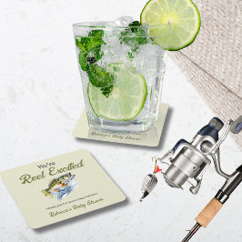 Gevist Sage Green Reel Opgewonden Baby shower Kartonnen Onderzetters