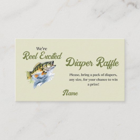 Gevist Sage Green Reel Opgewonden Baby shower Luie Informatiekaartje (Voorkant)