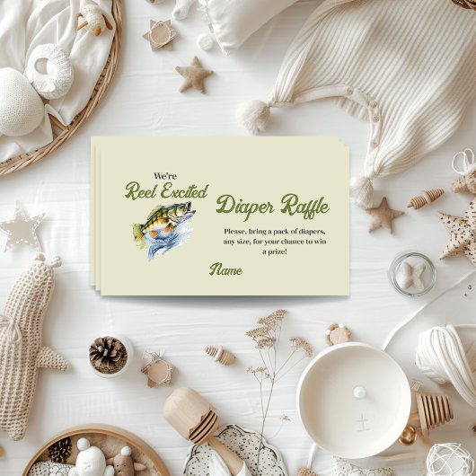 Gevist Sage Green Reel Opgewonden Baby shower Luie Informatiekaartje