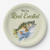 Gevist Sage Green Reel Opgewonden Baby shower Papieren Bordje (Voorkant)