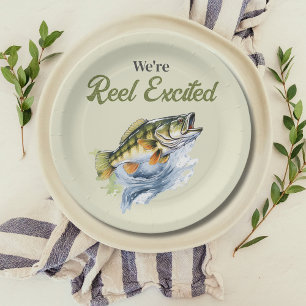 Gevist Sage Green Reel Opgewonden Baby shower Papieren Bordje
