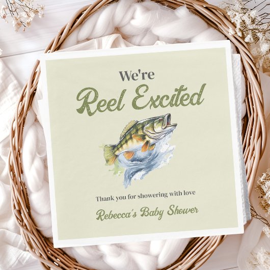 Gevist Sage Green Reel Opgewonden Baby shower Servet