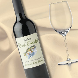 Gevist Sage Green Reel Opgewonden Baby shower Wijn Etiket