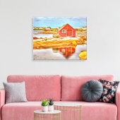 Gevist Shack op Fogo Island Newfoundland Canvas Afdruk (Insitu (Woonkamer))