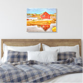 Gevist Shack op Fogo Island Newfoundland Canvas Afdruk (Insitu (Slaapkamer))