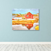 Gevist Shack op Fogo Island Newfoundland Canvas Afdruk (Insitu (Houten vloer))