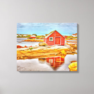 Gevist Shack op Fogo Island Newfoundland Canvas Afdruk