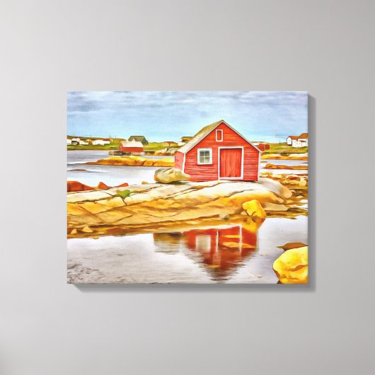 Gevist Shack op Fogo Island Newfoundland Canvas Afdruk (Voorkant)