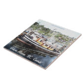 Gevist sleepboot 5 aquarel Art 6" Tegel Tegeltje (Zijkant)