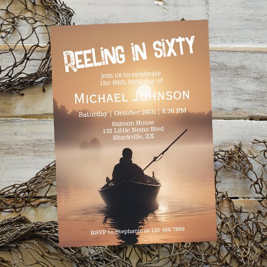 Gevist Sunrise Fisherman 60e verjaardag Kaart