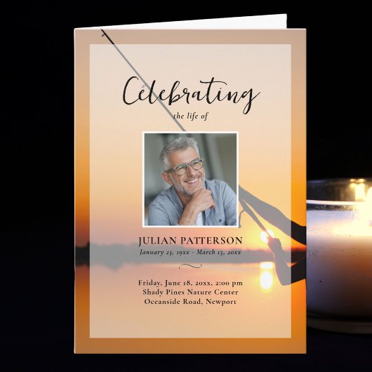 Gevist Sunset Foto's Viering van het leven Begrafe Programma