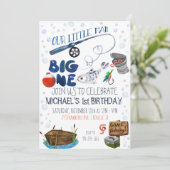 Gevist thema eerste verjaardag kaart (Staand voorkant)