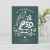 Gevist thema grote bashaspel Blauwgroen Mannen 50e Kaart (Staand voorkant)