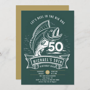 Gevist thema grote bashaspel Blauwgroen Mannen 50e Kaart