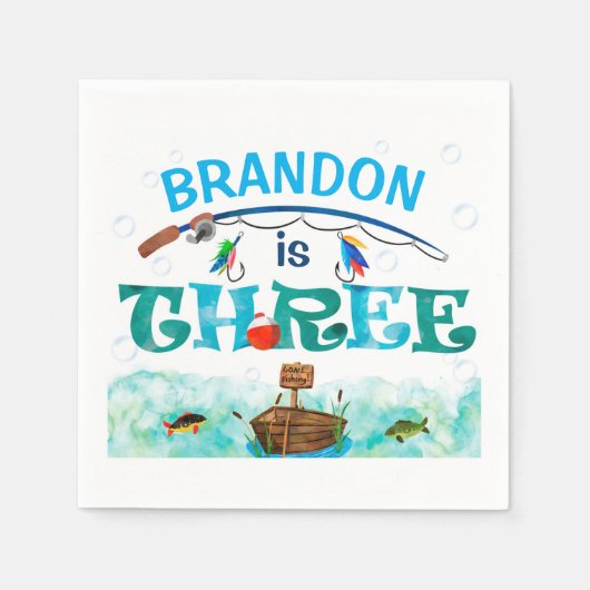 Gevist thema O-fish-ally 3e verjaardagsfeest Servet (Voorkant)