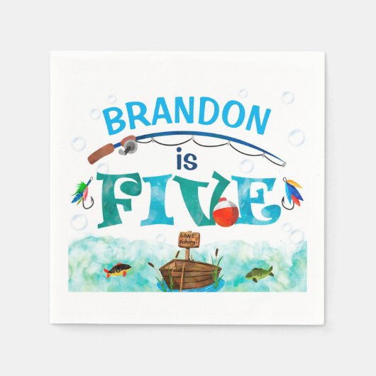 Gevist thema O-fish-ally 5e verjaardagsfeest Servet (Voorkant)
