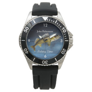"Gevist tijd" met Walleye Pikeon Blauw horloge