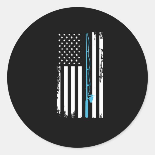 Gevist USA vlag vis hengel aas cadeau idee Ronde Sticker (Voorkant)