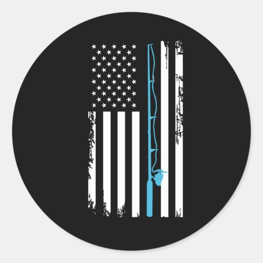 Gevist USA vlag vis hengel aas cadeau idee Ronde Sticker (Voorkant)