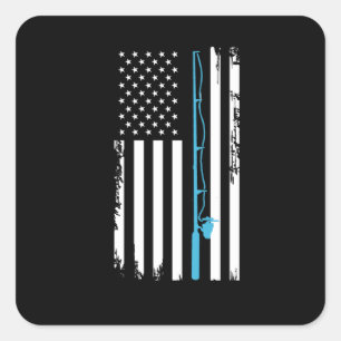 Gevist USA vlag vis hengel aas cadeau idee Vierkante Sticker