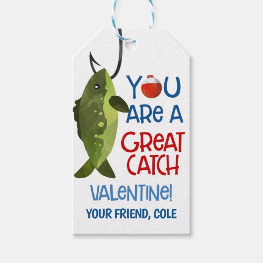 Gevist Valentijn Grote Vangst Tag Cadeaulabel (Voorkant)