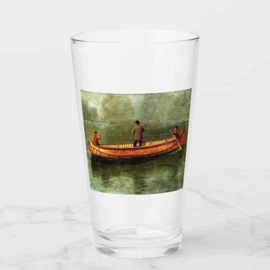 Gevist van een kano (vissers in een houten boot) glas (Voorkant)