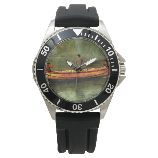 Gevist van een kano (vissers in een houten boot) horloge (Voorkant)