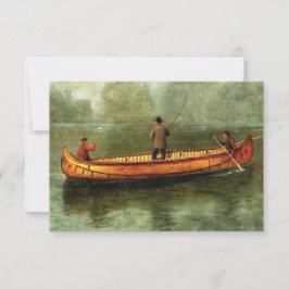 Gevist van een kano (vissers in een houten boot) kaart