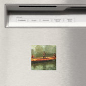 Gevist van een kano (vissers in een houten boot) magneet (Insitu (Vaatwasser))